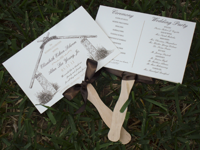 Rustic Wedding Program Fan Lofton Creek Outpost North Hampton Florida Amelia Island